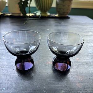 two vintage smoke cocktail glasses